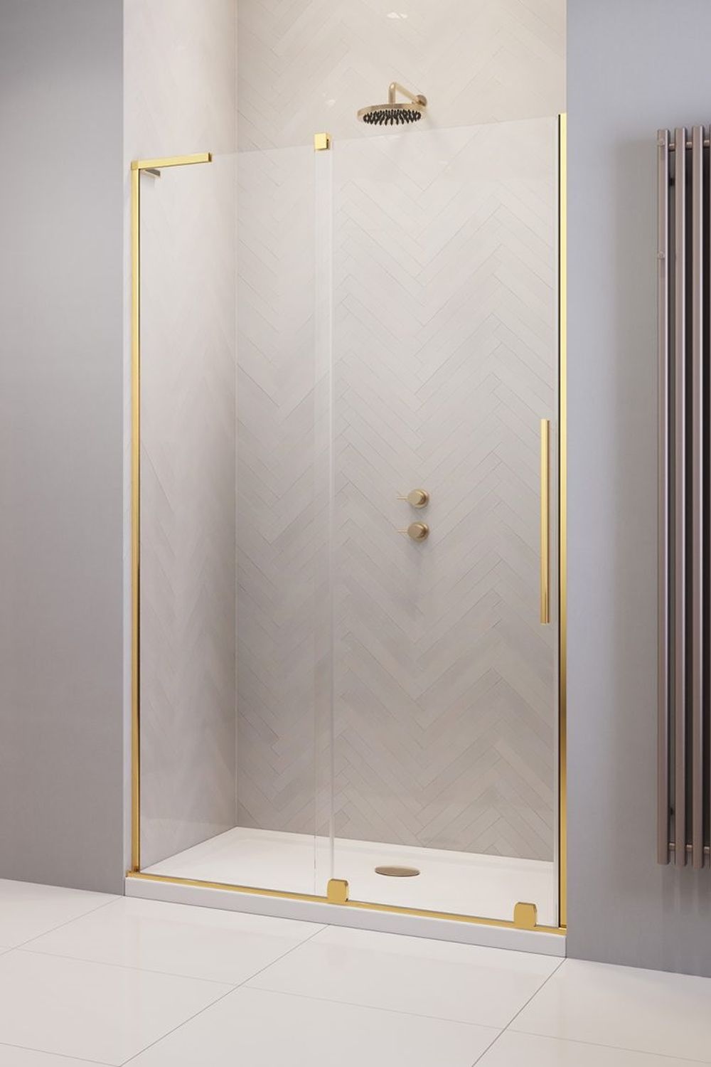 Radaway Furo SL Gold DWJ drzwi prysznicowe 57,2 cm lewe złoty połysk/szkło przezroczyste 10307572-09-01L