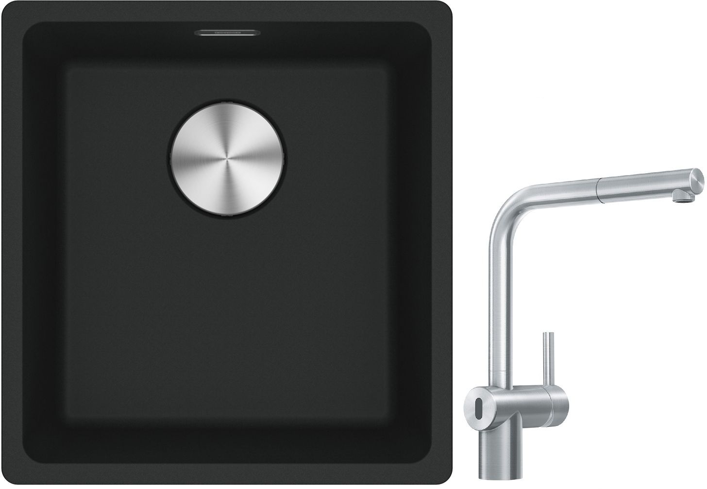 Franke Maris MRG 110-37 zlewozmywak 40x37 cm Fragranite onyx z baterią kuchenną Atlas Neo Sensor stal szlachetna (1250687249, 1150625523)