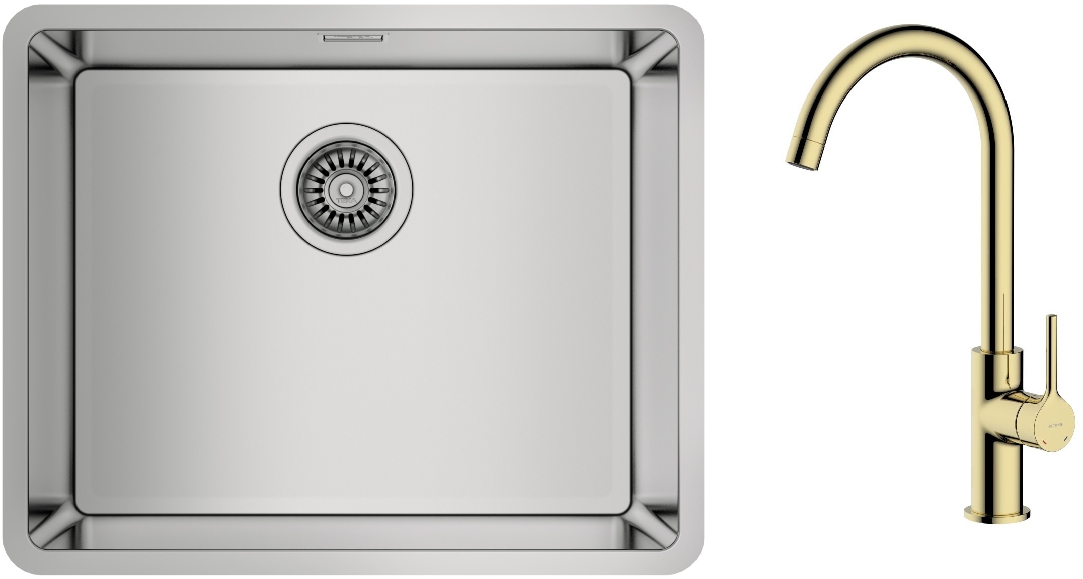 Zestaw Teka Be Linea RS15 50.40 zlewozmywak 54x44 cm z baterią kuchenną Oltens Skaft stal polerowana/złoty połysk (115000005, 35206800) - Wysyłka w 