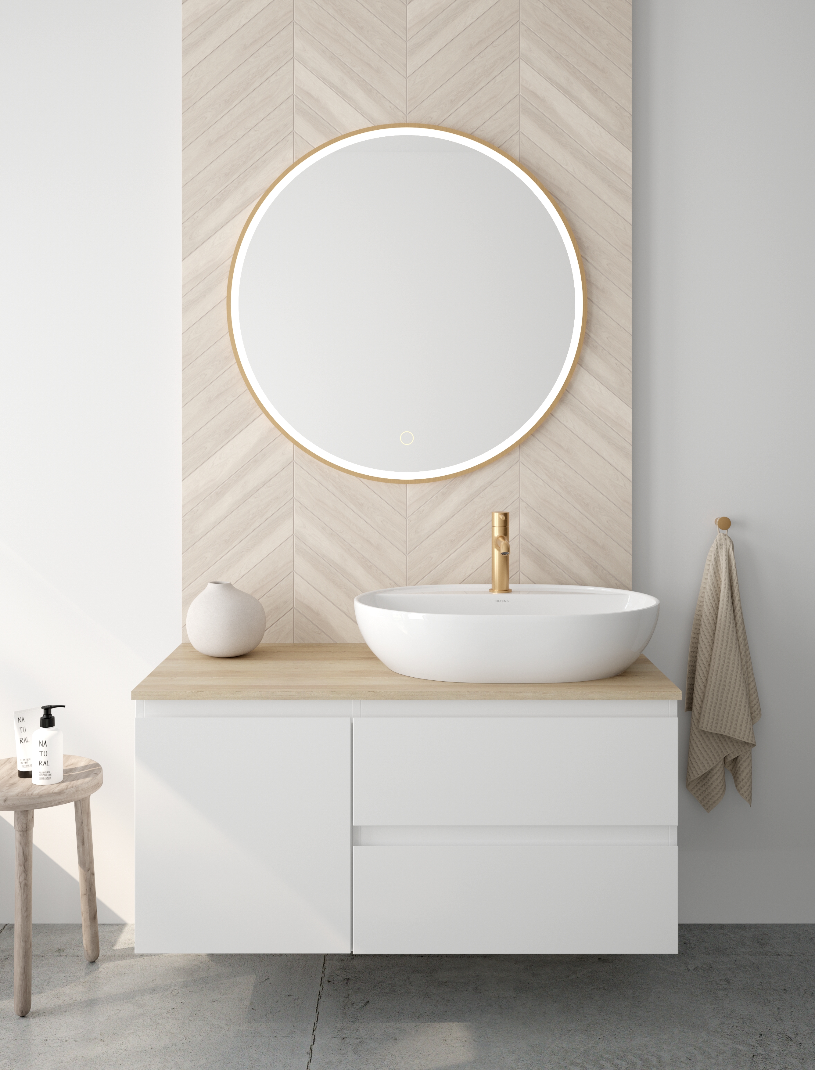 Oltens Molle Slim bateria umywalkowa stojąca złoto szczotkowane 32203810 - Wysyłka w 24h