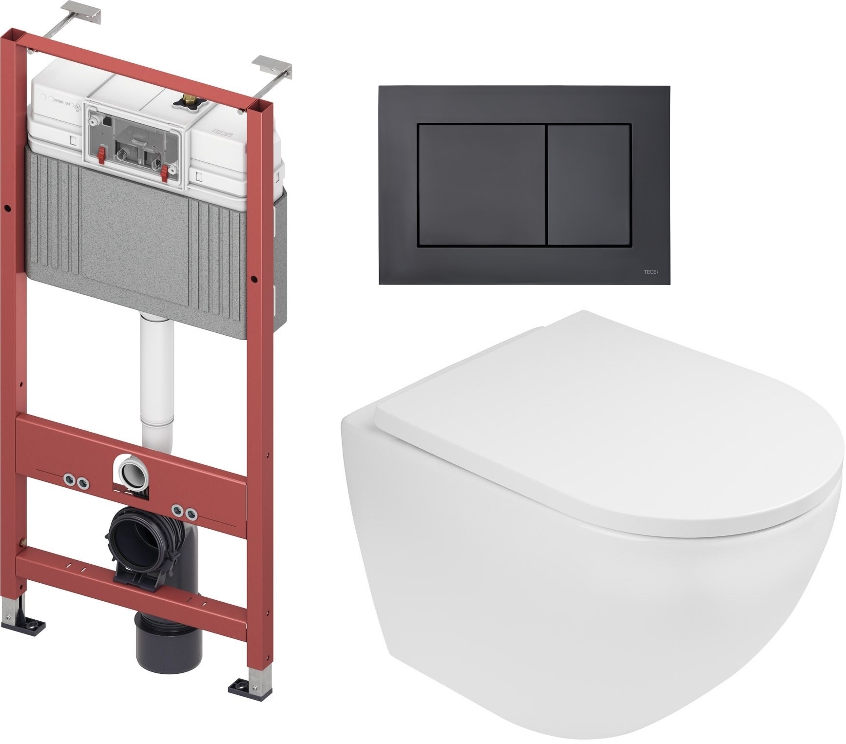 Zestaw Oltens Hamnes Stille miska WC wisząca spłukiwanie wirowe z deską wolnoopadającą i stelaż podtynkowy Tece Base z przyciskiem ...