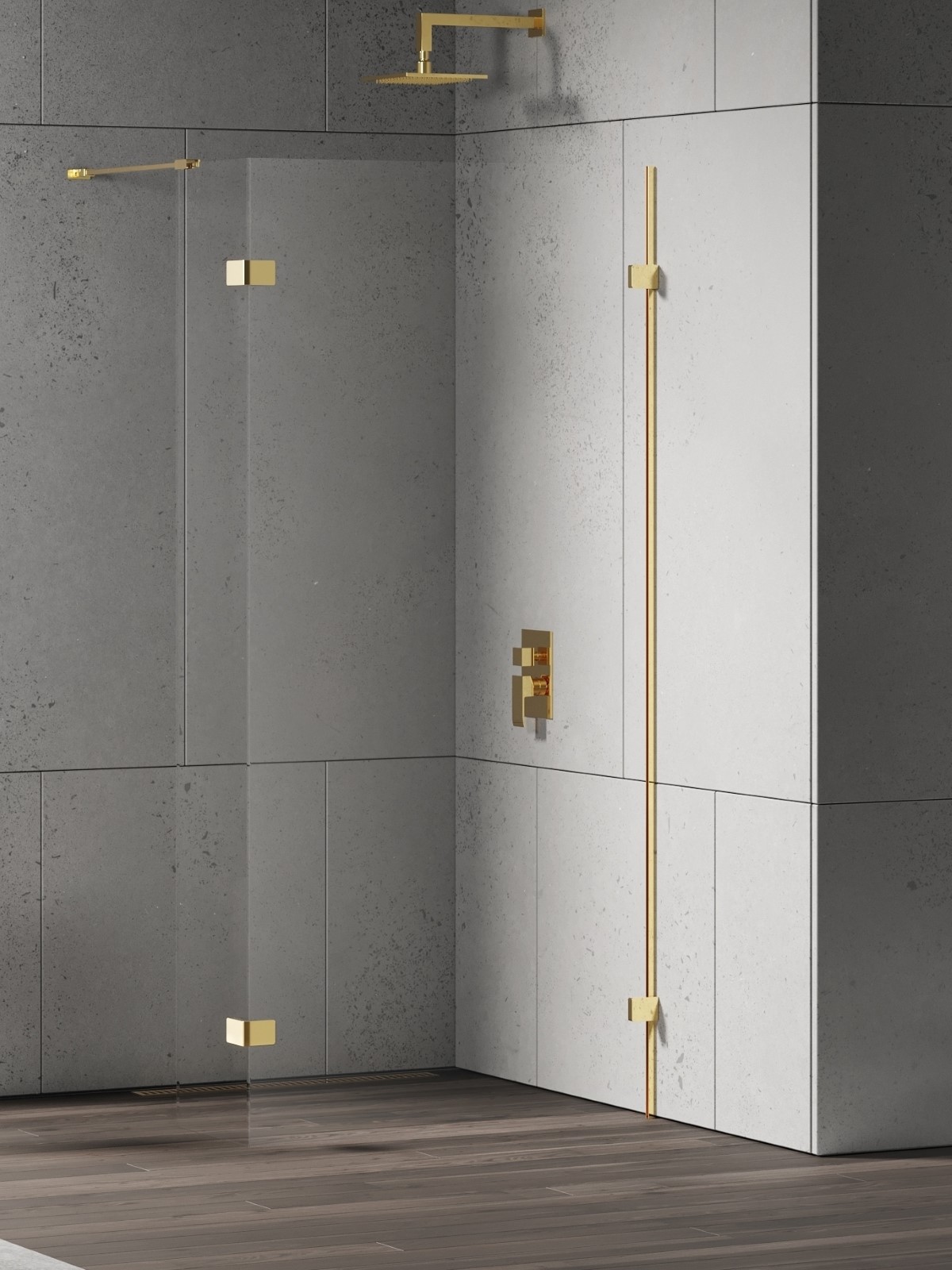 New Trendy Eventa Gold Shine ścianka prysznicowa walk-in 150 cm złoty połysk/szkło przezroczyste EXK-4858