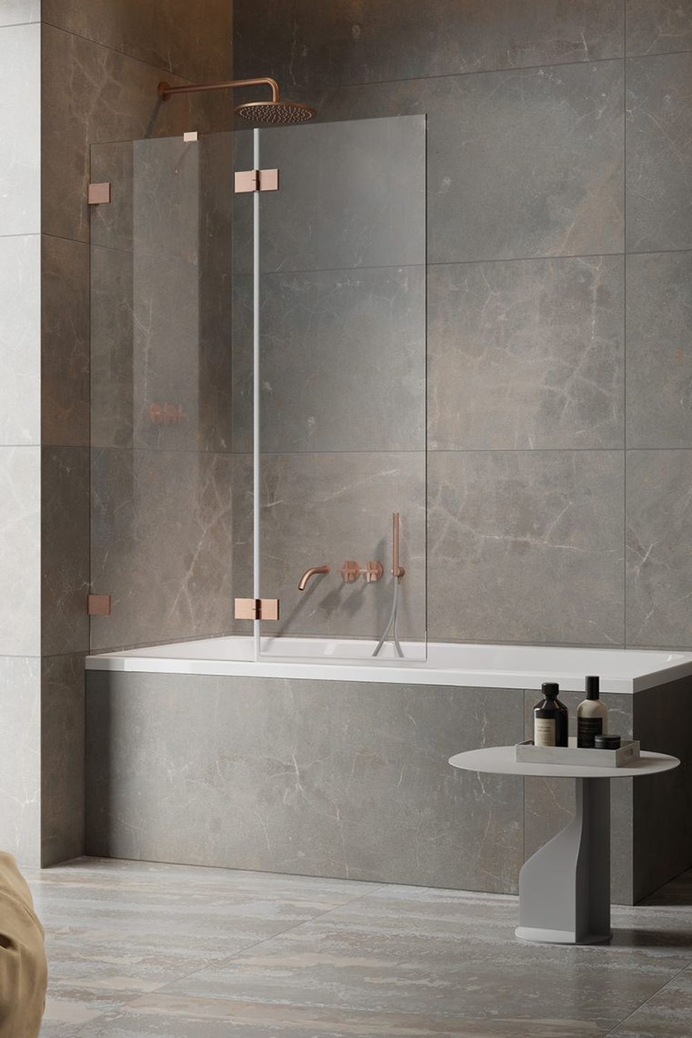 Radaway Essenza Pro Brushed Copper PND II parawan nawannowy 100 cm lewy miedź szczotkowana/szkło przezroczyste 10102100-93-01L