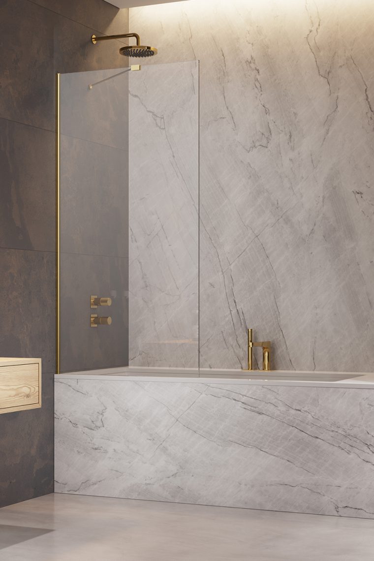 Radaway Modo New Gold PNJ II parawan nawannowy 70 cm 1-częściowy złoty połysk/szkło przezroczyste 10006070-09-01