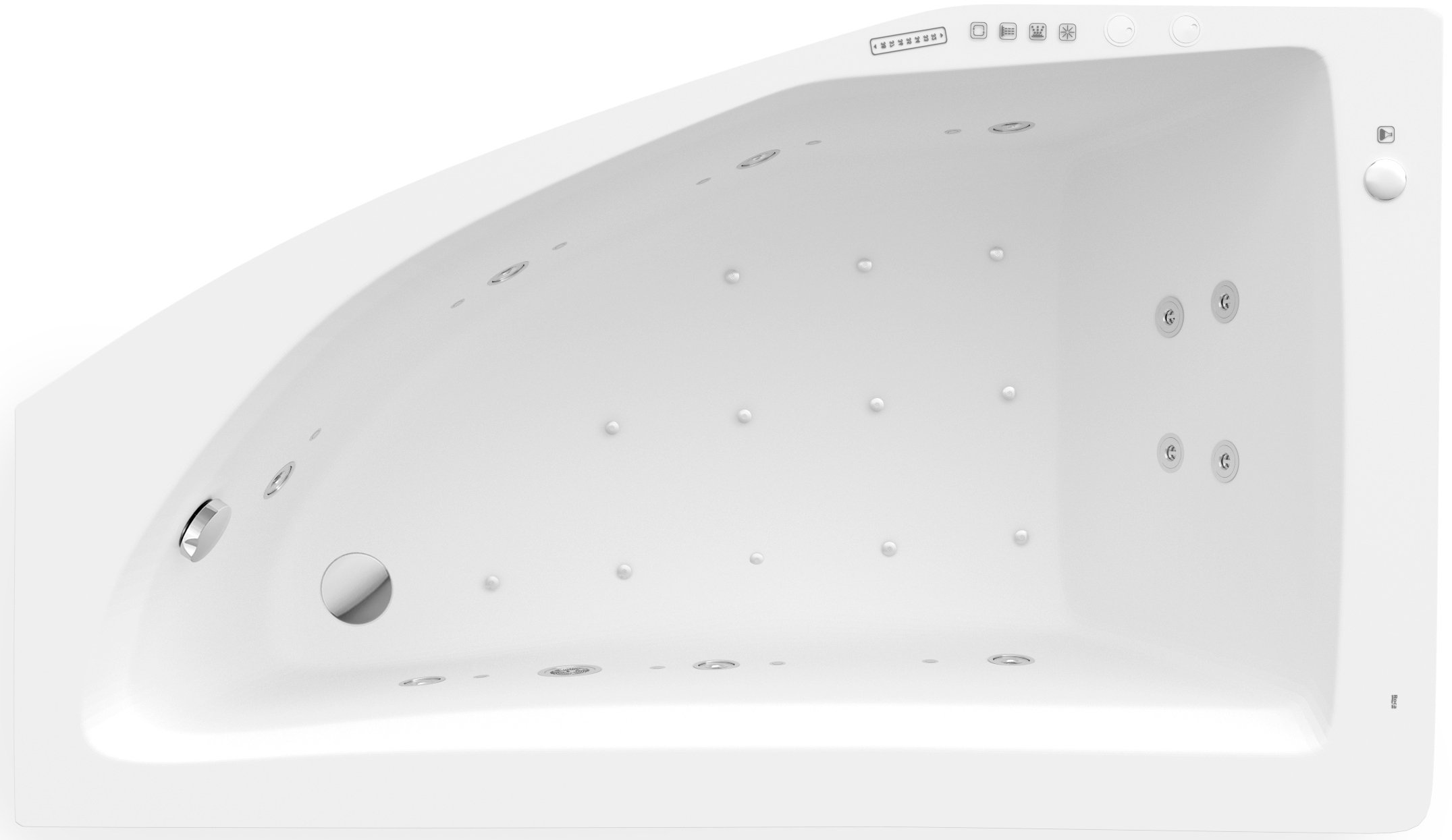 Roca Aquamarina wanna z hydromasażem 175x100 cm asymetryczna biała A24T239000