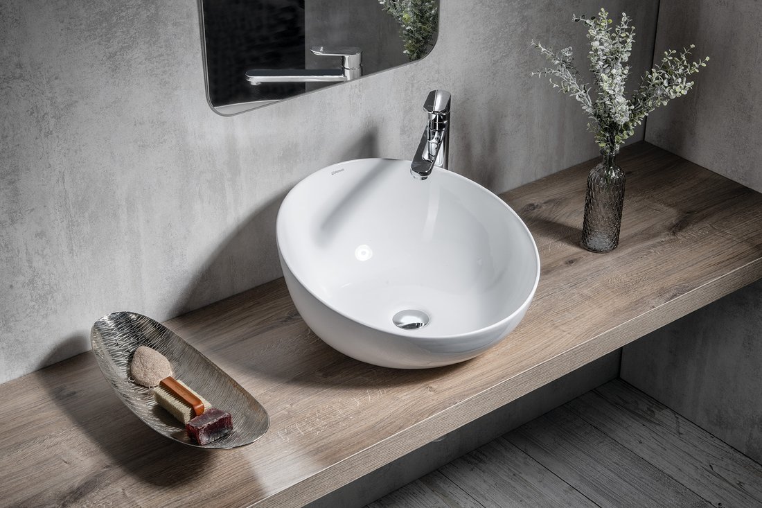 Sapho Dome Obliquo umywalka 44,5 cm nablatowa okrągła biała WH031