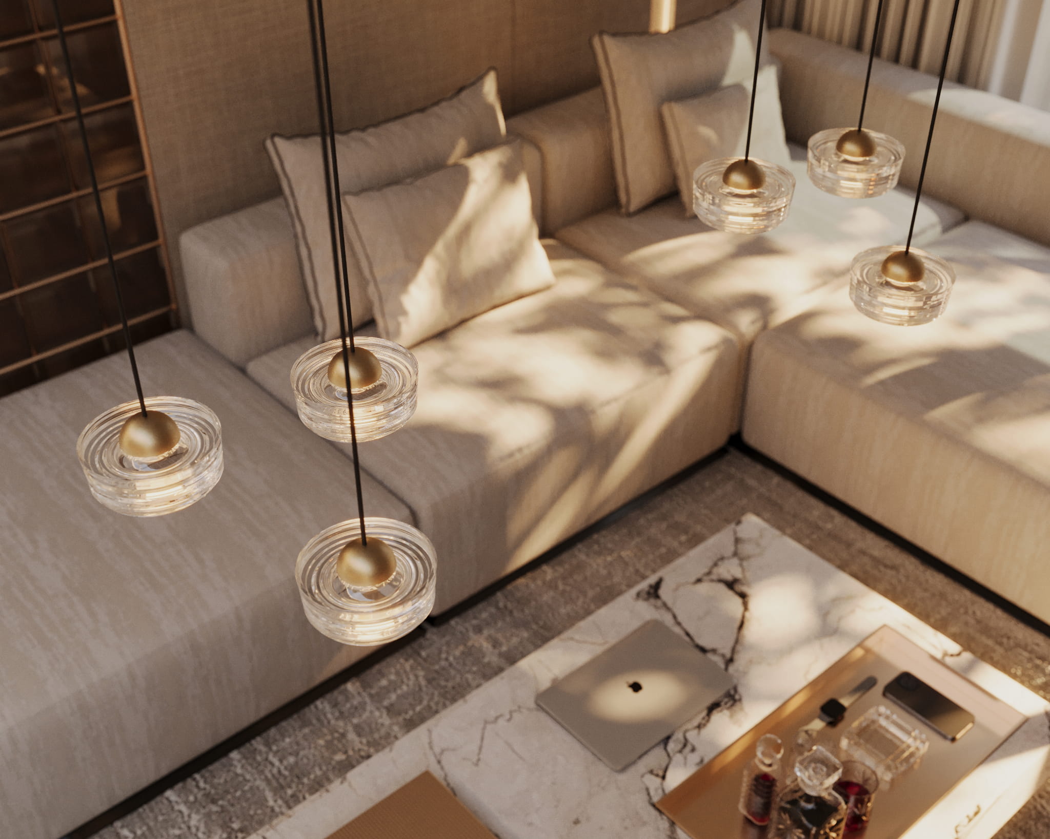 MaxLight Lipari lampa wisząca 3x22 W przezroczysta-złoto szczotkowane P0543