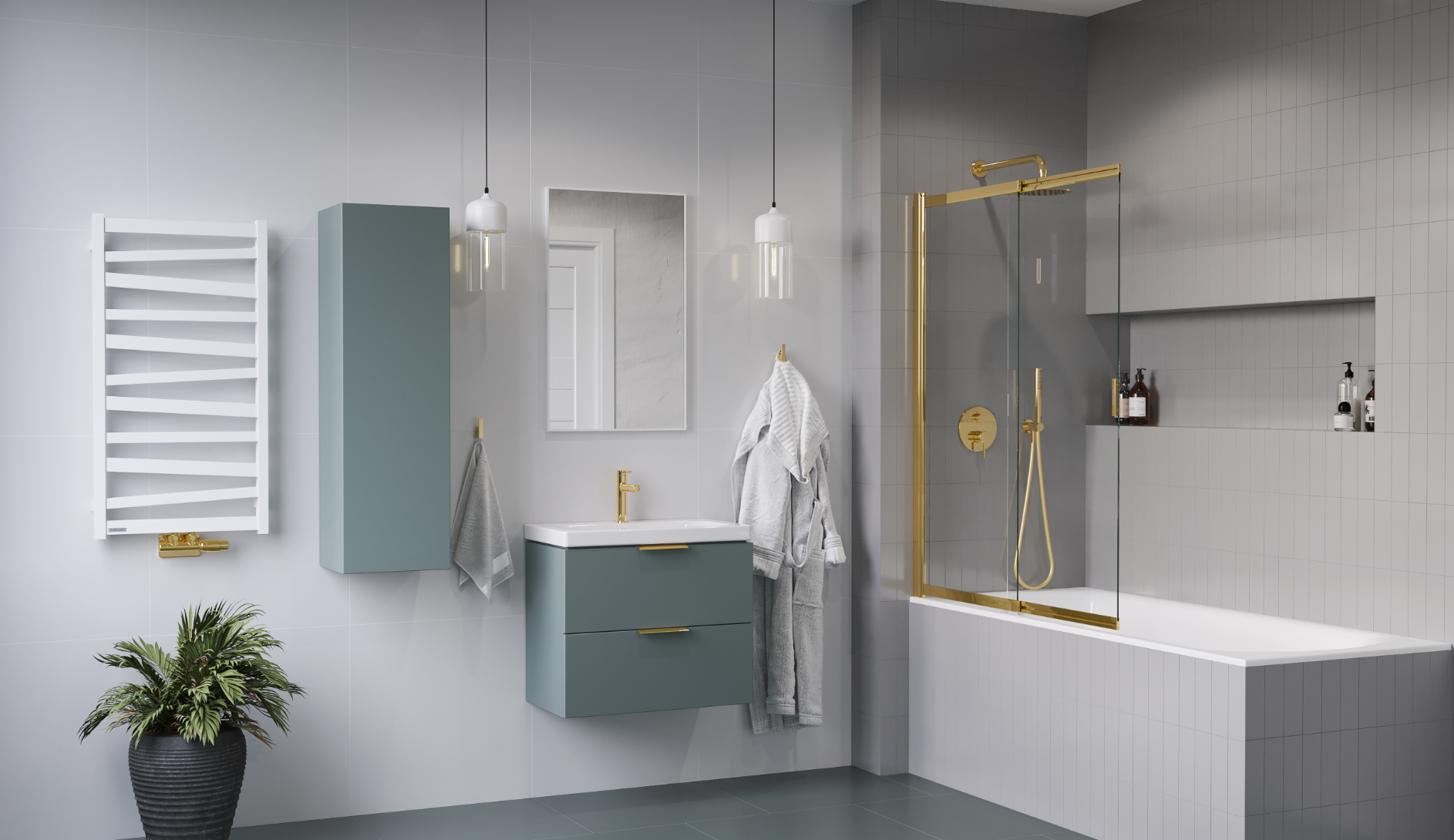 Excellent Liner parawan nawannowy 110 cm złoty połysk/szkło przezroczyste KAEX.2940.1100.LP - Wysyłka w 24h