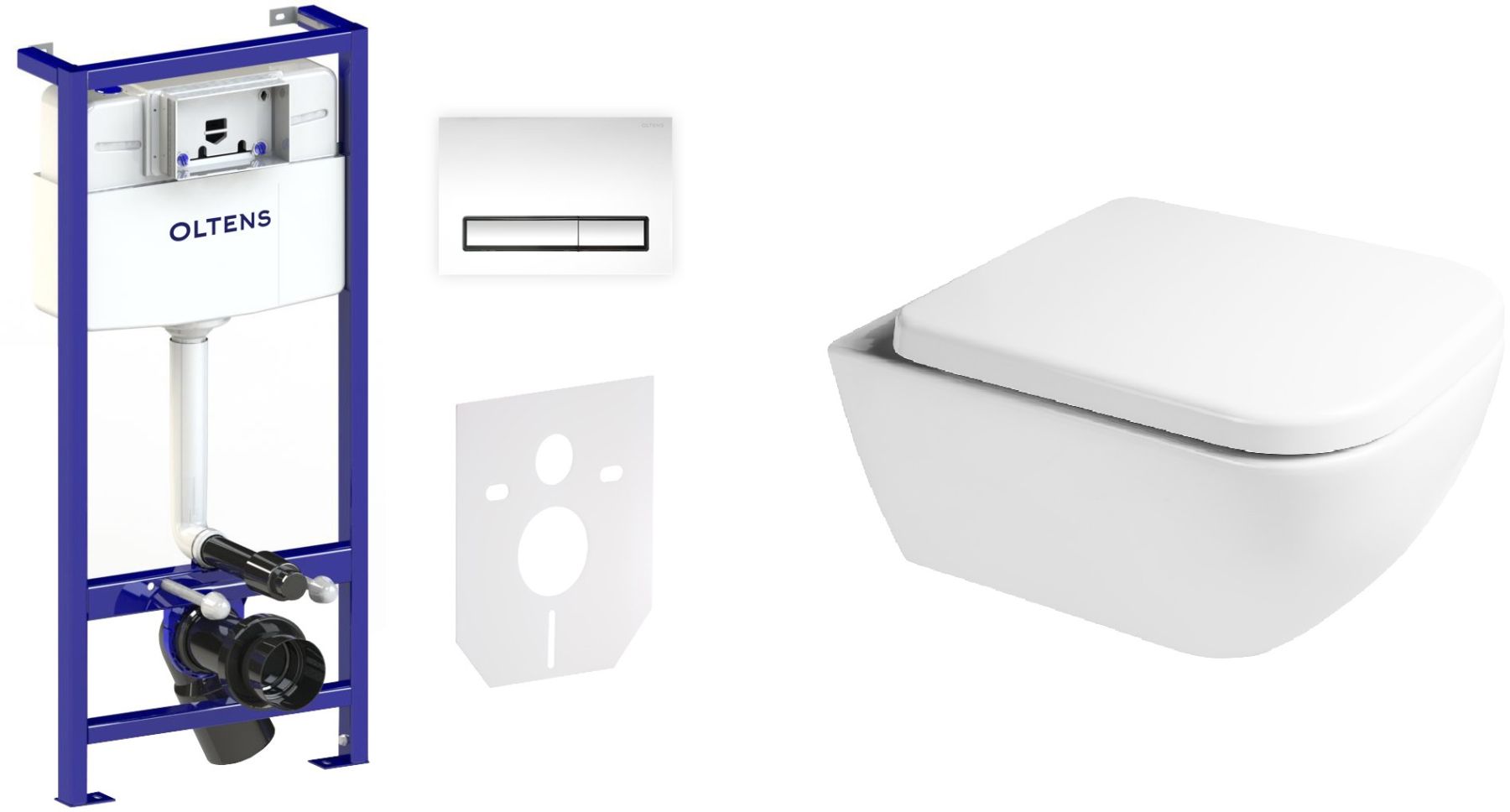 Zestaw Oltens Vernal miska WC z deską wolnoopadającą i stelaż podtynkowy Triberg Torne 5w1 z przyciskiem spłukującym (58300100, ... - Wysyłka w 24h