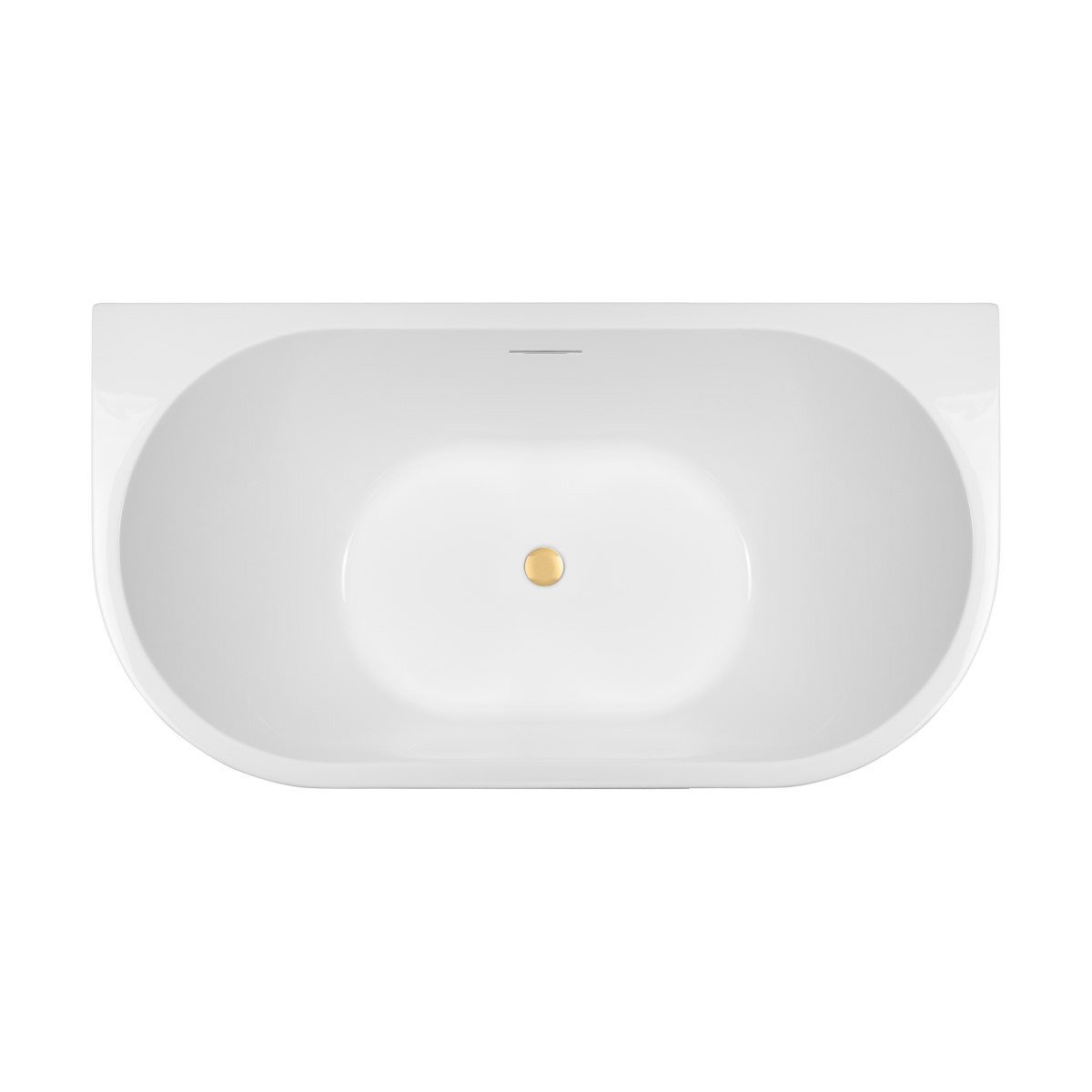 Zestaw Oltens Delva wanna przyścienna 150x70 cm owalna z pokrywą korka biały połysk/złoto szczotkowane (12018000, 09002810) - Wysyłka w 24h