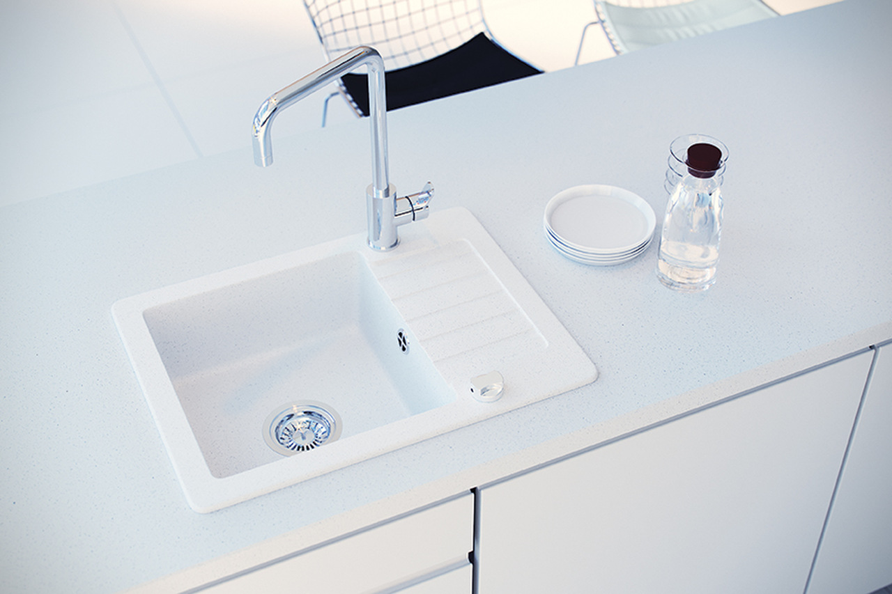 Laveo Bona bateria kuchenna stojąca z wylewką L stal BAB265D