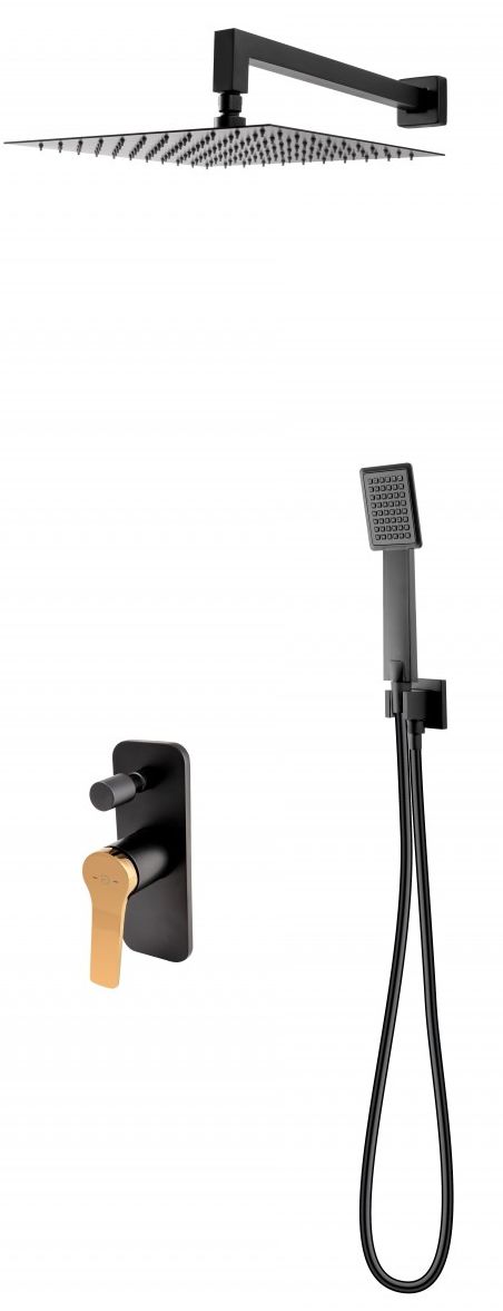 FDesign Seppia zestaw prysznicowy podtynkowy z deszczownicą różowe złoto/czarny mat FD1-SPA-7PSET-25 - Wysyłka w 24h