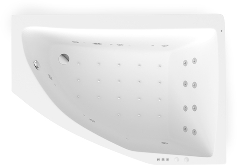 Roca Aquamarina wanna narożna 175x120 cm prawa z hydromasażem Smart WaterAir Plus biała A24T259000