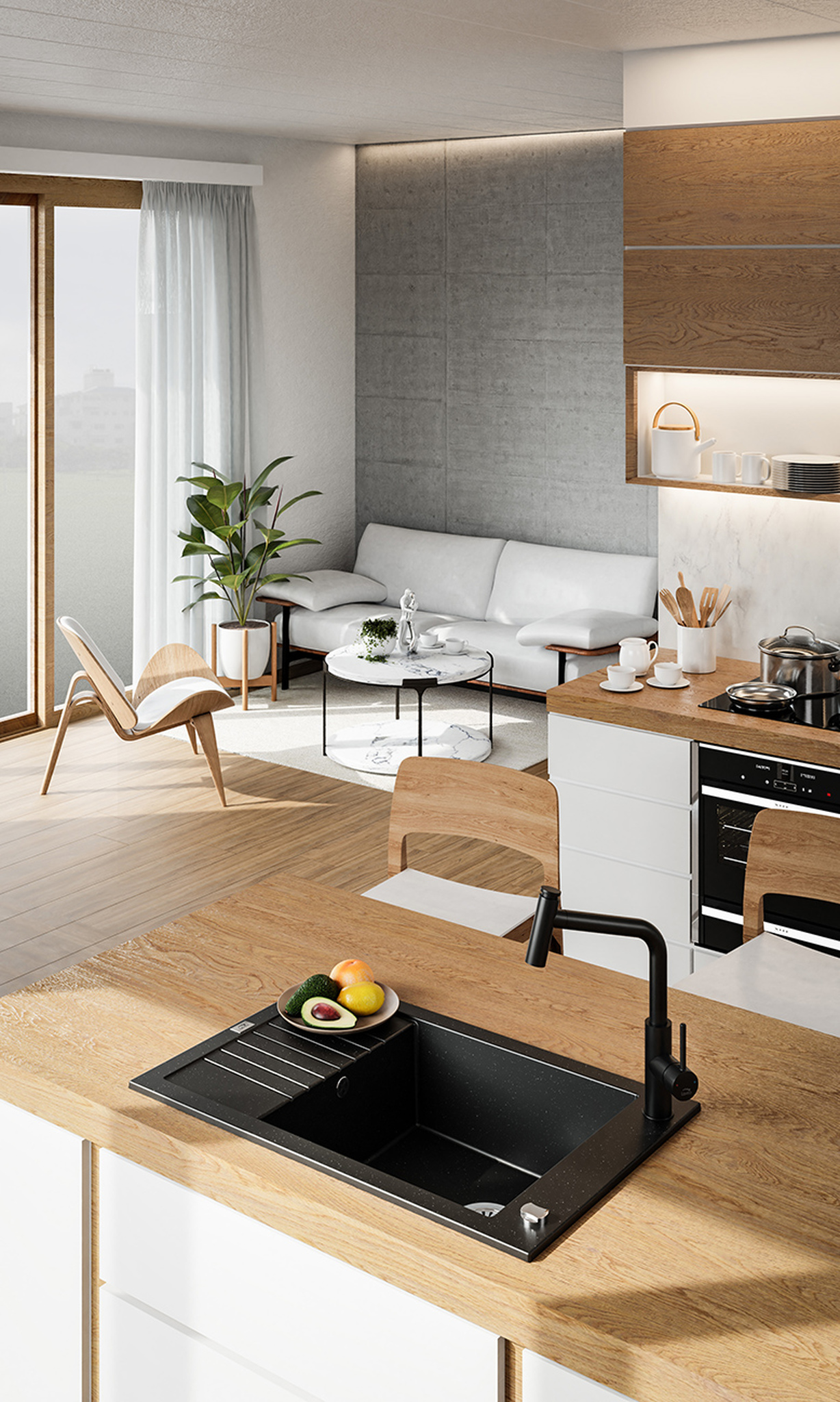 Laveo Pionier zlewozmywak granitowy 78x50 cm czarny SBR713T