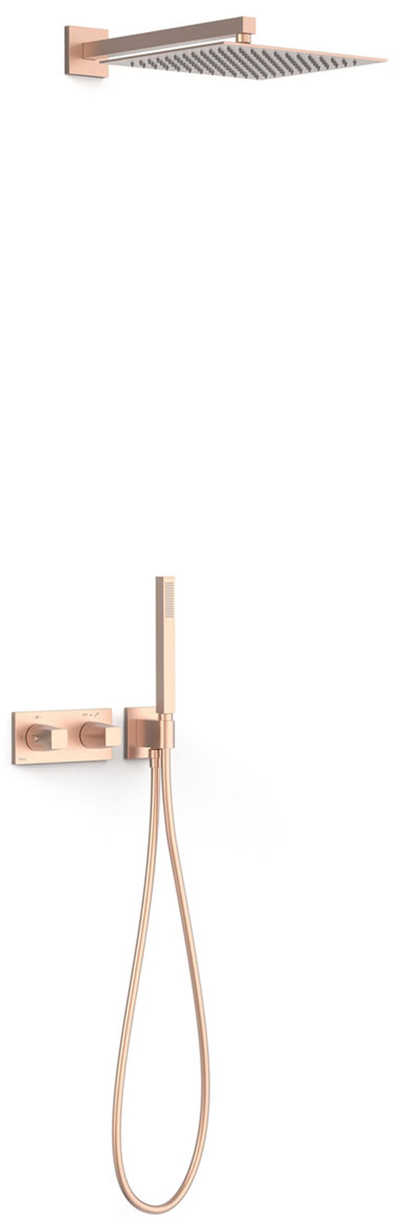 Tres B-System zestaw prysznicowy podtynkowy termostatyczny z deszczownicą różowe złoto mat 30725204OPM