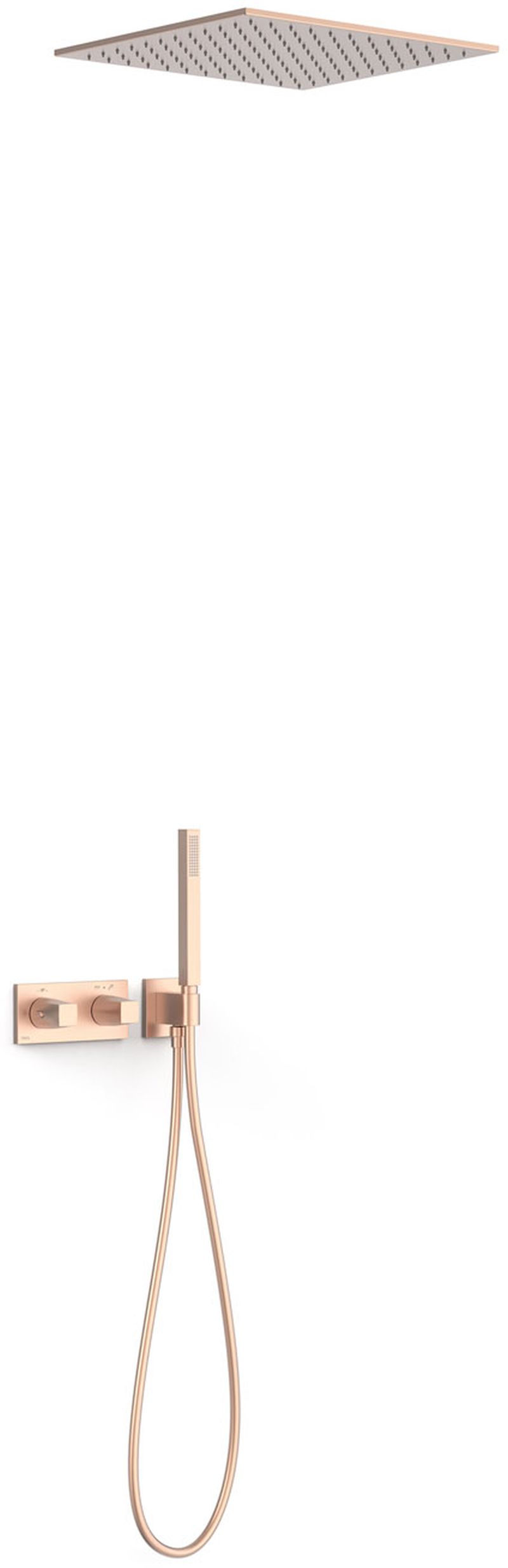 Tres B-System zestaw prysznicowy podtynkowy termostatyczny z deszczownicą różowe złoto mat 30725206OPM