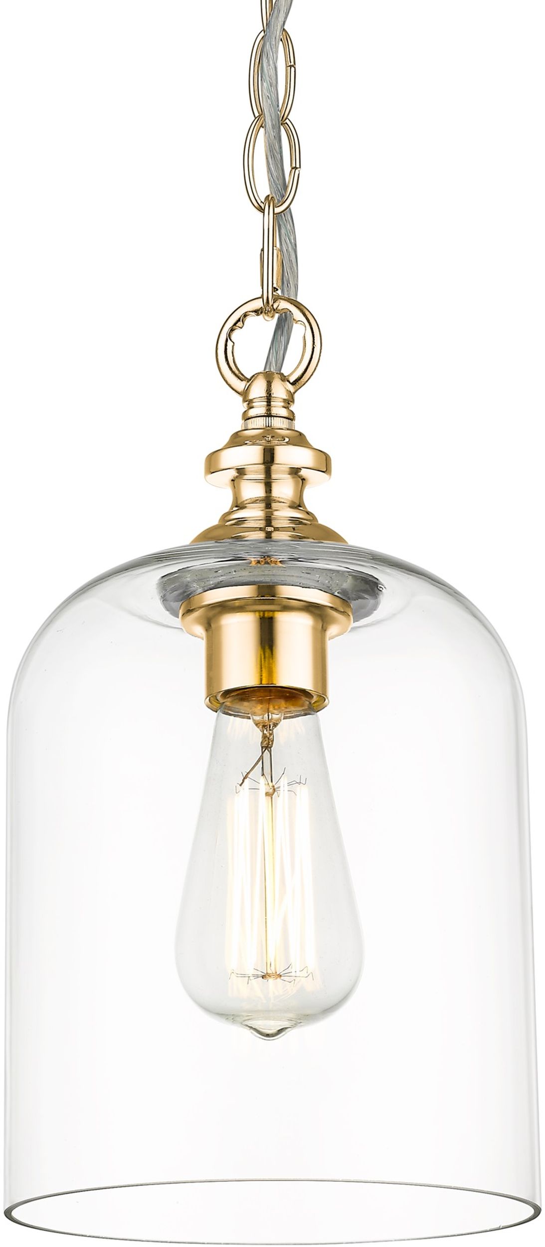 CosmoLight Prague lampa wisząca 1x40W złoty/przezroczysty P01909AU