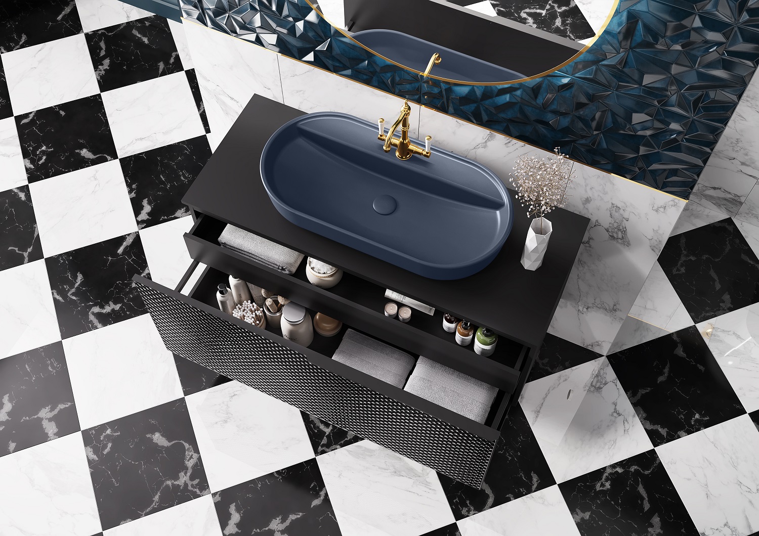 Elita Babette umywalka 81,5x41,5 cm owalna nablatowa navy blue matt RE040820017030 - Wysyłka w 24h