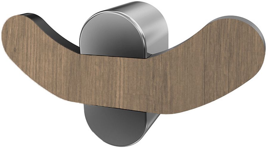 Bisk Bergen wieszak podwójny chrom/drewno 07063