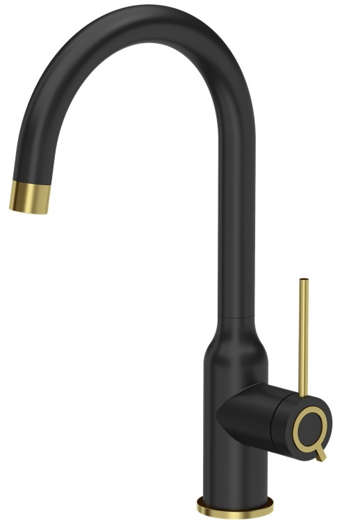 Quadron Ingrid Q Line Very Black bateria kuchenna stojąca czarny mat/złoty 3523500_BLMPVDG1