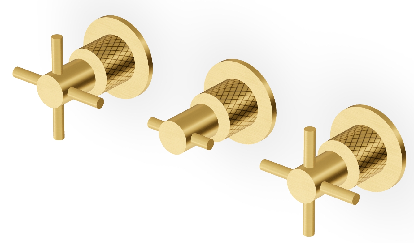 Zucchetti Helm bateria umywalkowa podtynkowa złoto szczotkowane/radełkowanie ukośne ZHM695.XP41G3