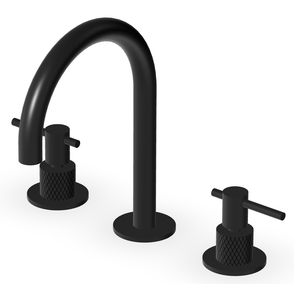 Zucchetti Helm bateria umywalkowa stojąca 3-otworowa czarny szczotkowany/radełkowanie ukośne ZHL515.XP81G3