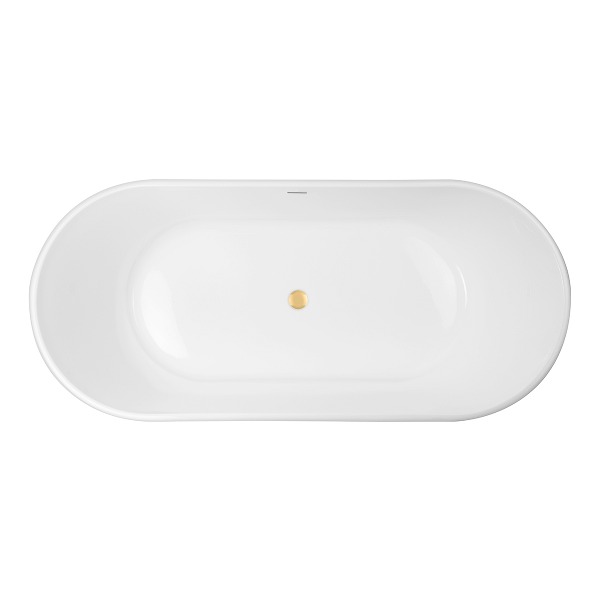 Zestaw Oltens Inga wanna wolnostojąca 157x75 cm owalna z pokrywą korka biały połysk/złoto szczotkowane (12007000, 09002810) - Wysyłka w 24h