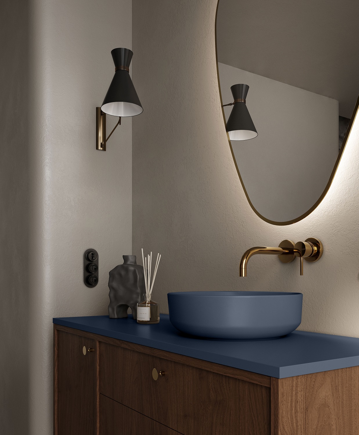 Elita Lorca umywalka 41,5x41,5 cm okrągła nablatowa navy blue matt RE040420047030