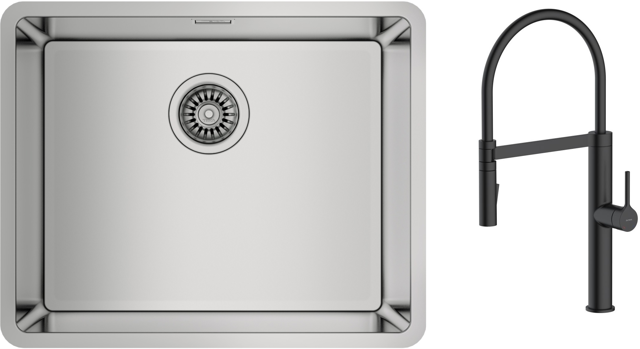 Zestaw Teka Be Linea RS15 50.40 zlewozmywak 54x44 cm z baterią kuchenną Oltens Borga stal polerowana/czarny mat (115000005, 35207300) - Wysyłka w 24h