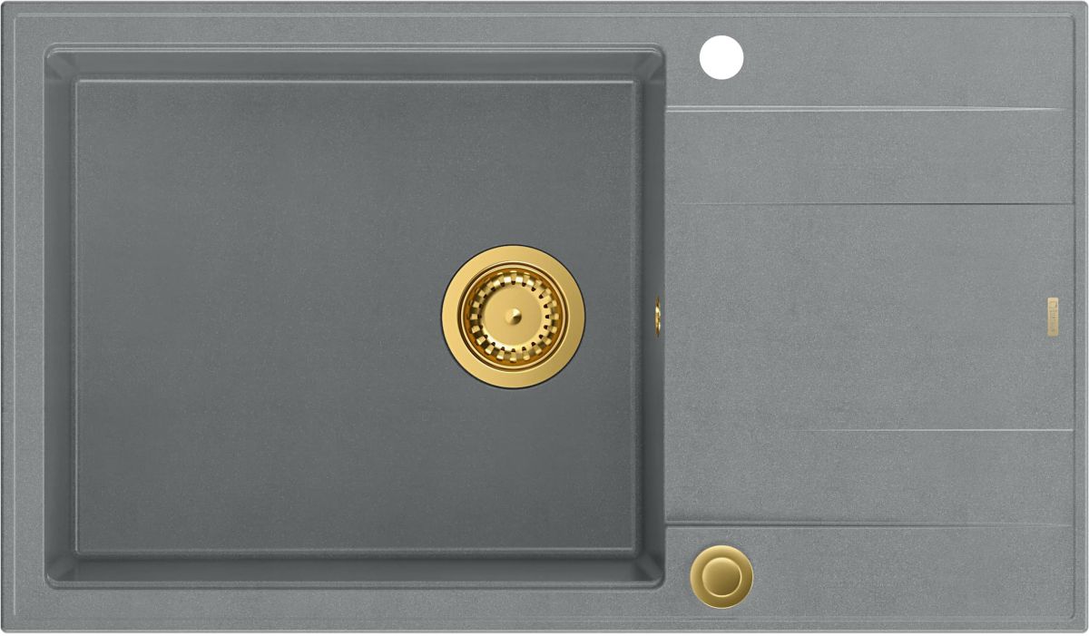 Quadron Evan 136 XL zlewozmywak 86x50 cm GraniteQ silver stone/złoty HCQE58650U5_PVDG1_P2O