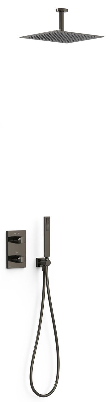Tres Therm-Box zestaw prysznicowy podtynkowy termostatyczny z deszczownicą czarny metalizowany 21125003KM