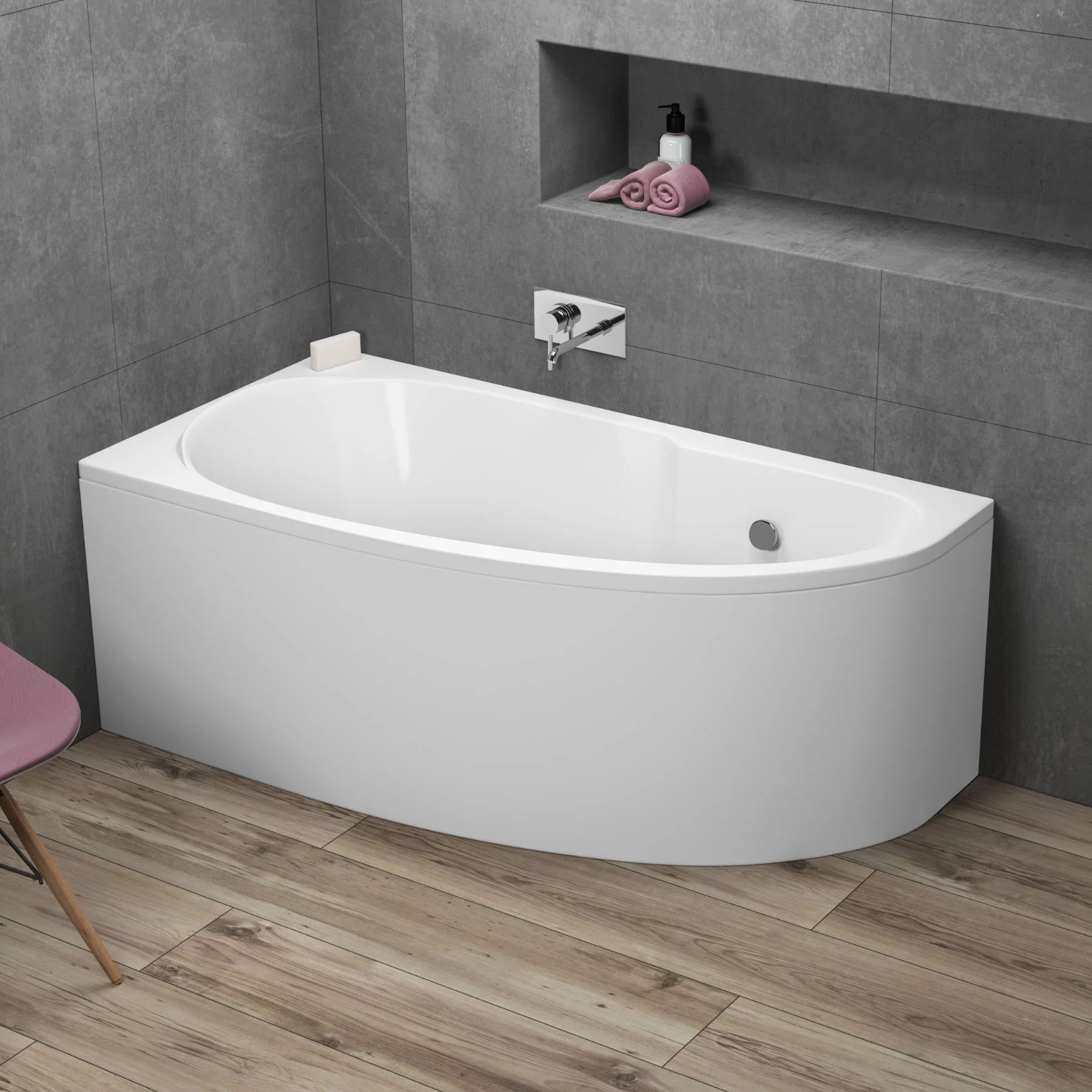 Polimat Miki wanna narożna 140x70 cm lewa biała 00372 - Wysyłka w 24h