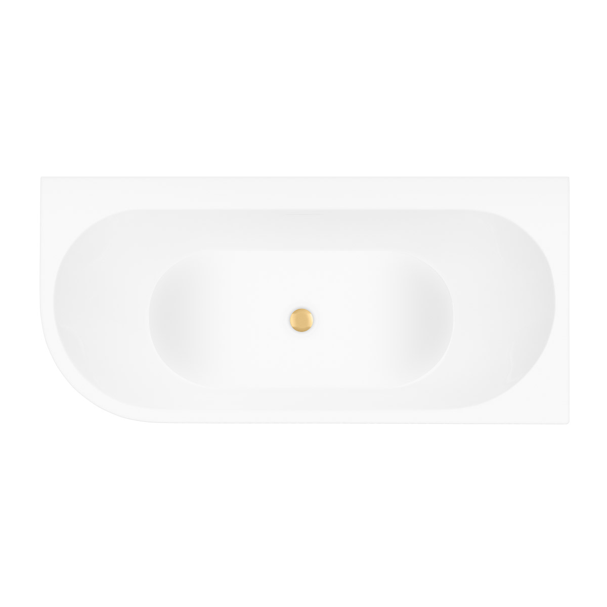 Zestaw Oltens Hulda wanna narożna 160x75 cm prostokątna z pokrywą korka biały połysk/złoto szczotkowane (11002000, 09002810) - Wysyłka w 24h