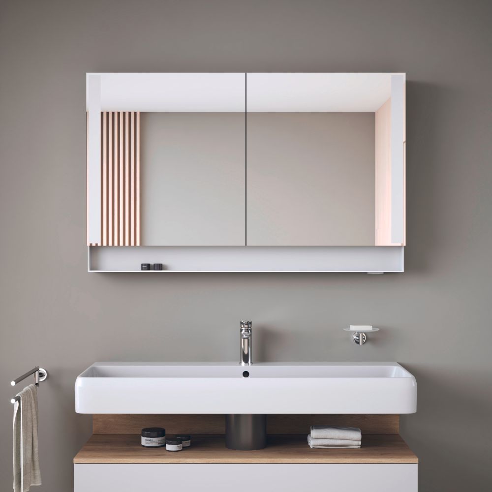 Duravit Qatego szafka 120x75 cm lustrzana wisząca z oświetleniem LED biały mat QA7153018180010