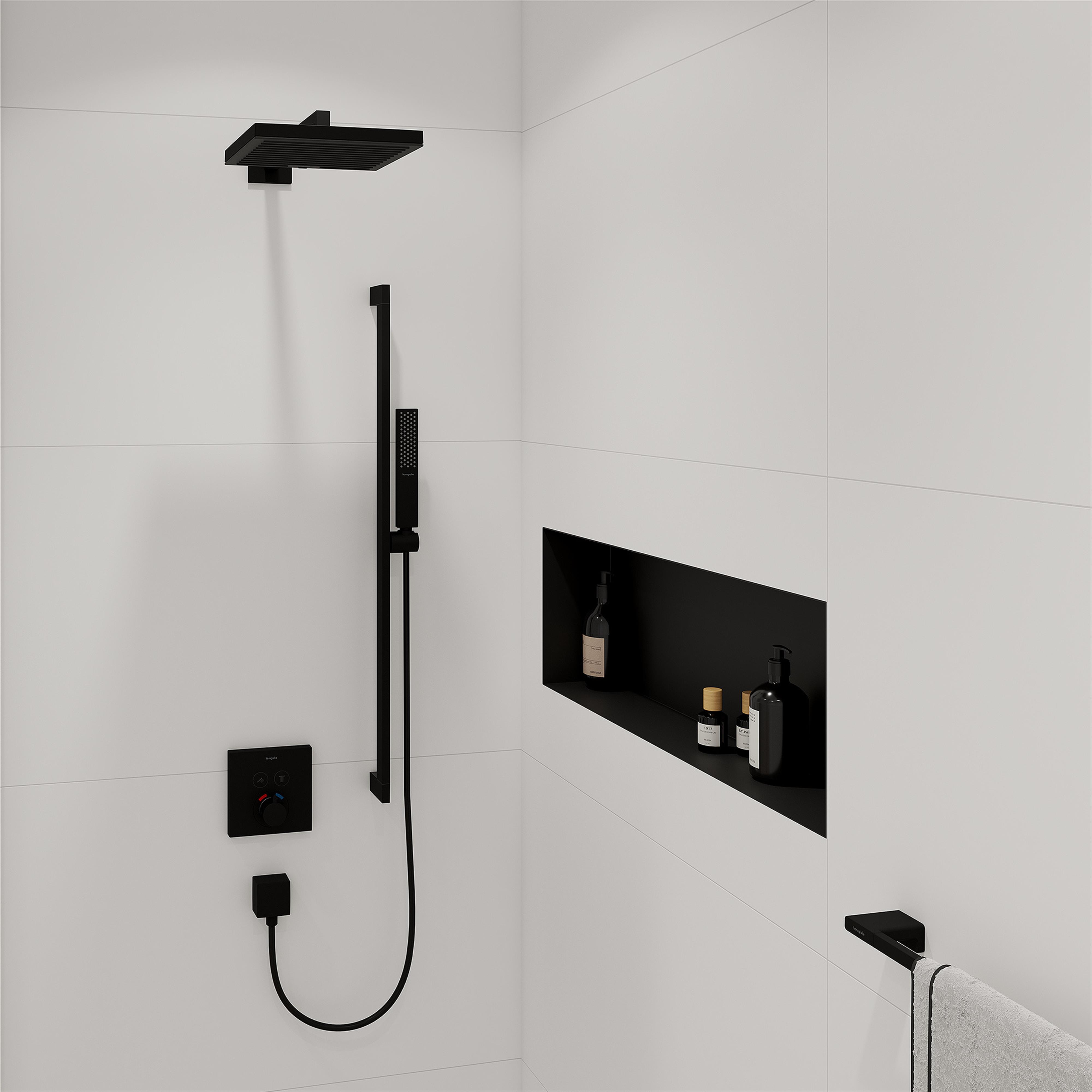 Hansgrohe Pulsify E deszczownica 26 cm kwadratowa EcoSmart+ czarny mat 24333670
