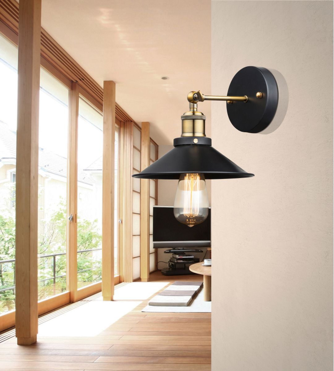 Globo Lighting Lenius kinkiet 1x60W czarny/stare złoto 15053W