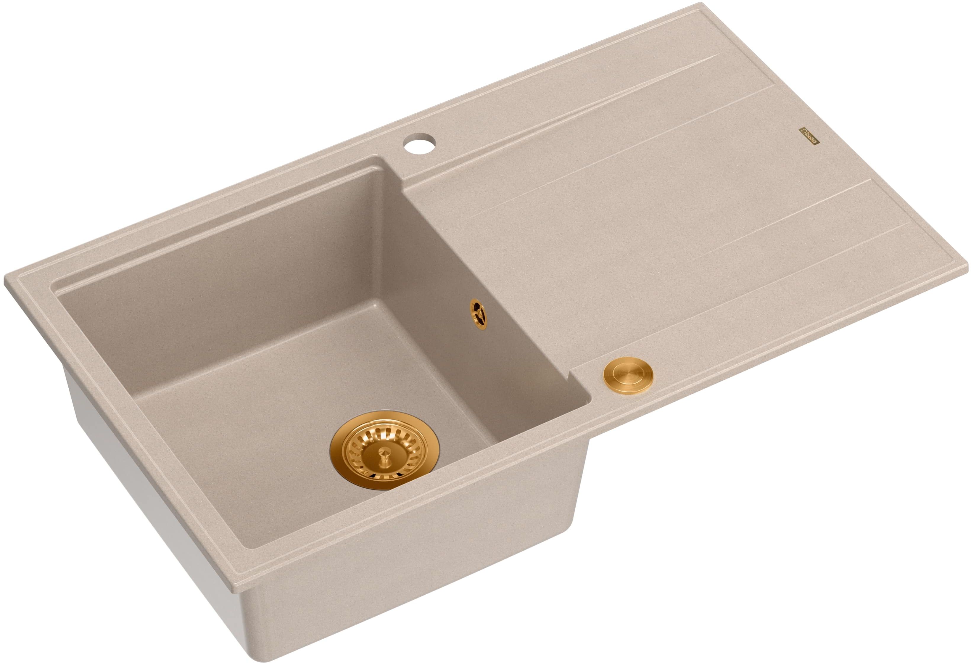 Quadron Evan 111 zlewozmywak GraniteQ 86x50 cm beż/elementy miedziane HCQE8650U2_PVDC1_P2O