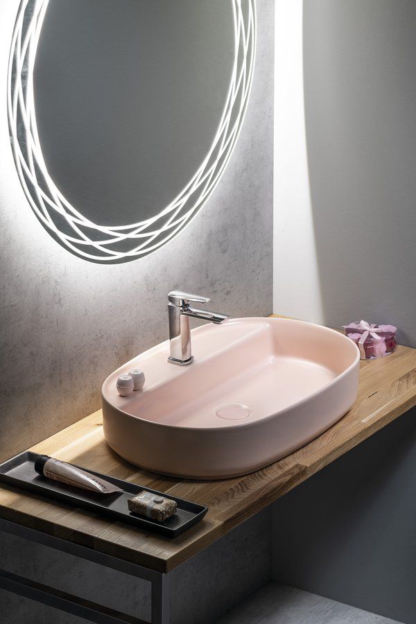 Isvea Infinity umywalka 60x40 cm owalna nablatowa różowa 10NF65060-2S