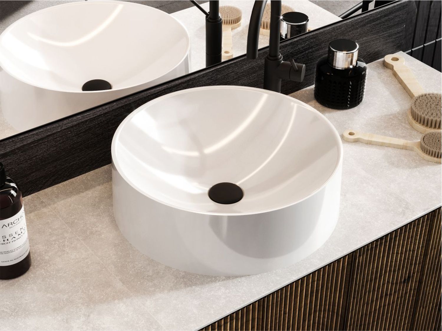 Miraggio Ellel umywalka 46 cm nablatowa okrągła biały połysk 0000185