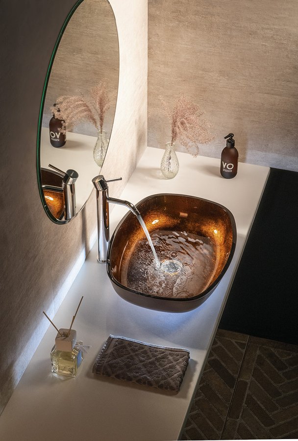 Sapho Beauty Kvaore umywalka 54x40 cm nablatowa owalna miedziana TY223