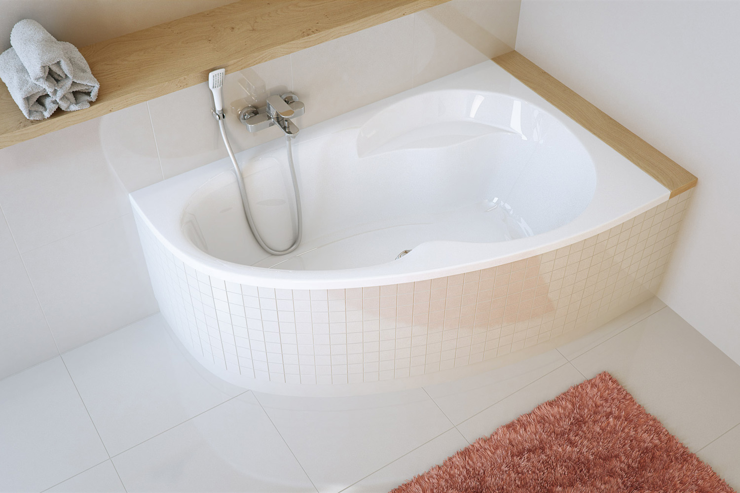 Excellent Newa Plus wanna narożna 150x95 cm prawa biała WAEX.NEP15WH