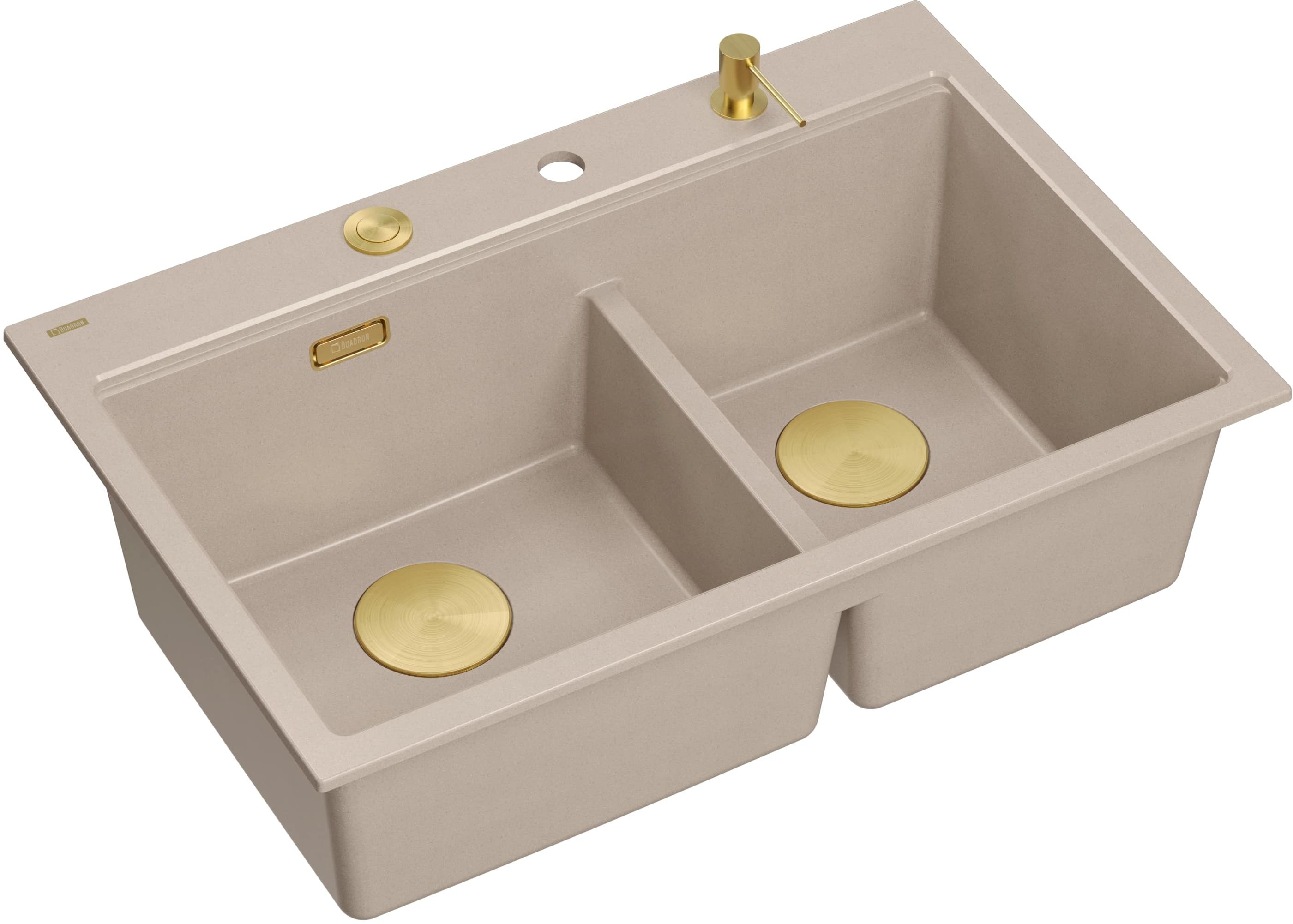 Quadron Marc 120 zlewozmywak GraniteQ 76x50 cm beż/elementy złote HQC7650U2_PVDG1