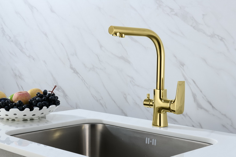 Blue Water Tivoli bateria kuchenna stojąca z podłączeniem wody filtrowanej złoty