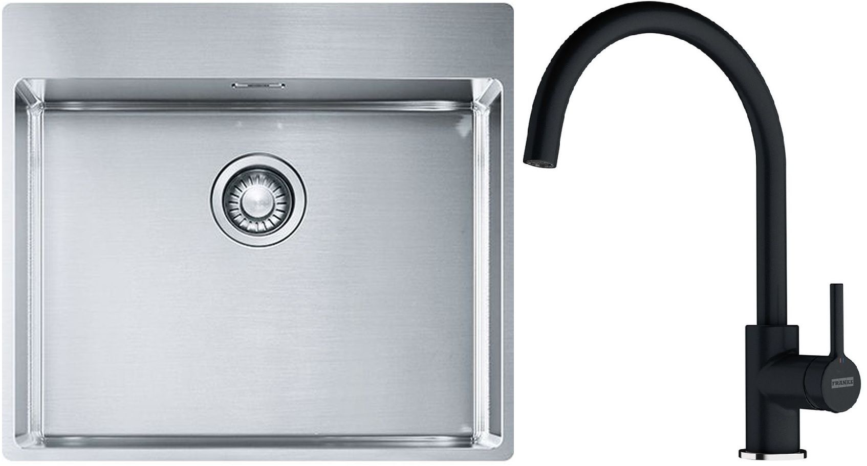 Franke Box BXX 210-54 TL zlewozmywak 57x51 cm stalowy z baterią kuchenną Lina onyx (1270369295, 1150626020)