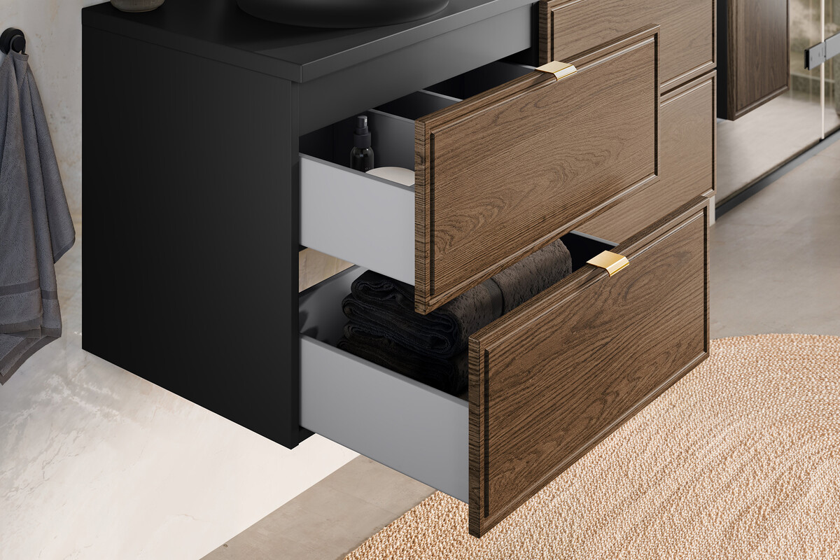 Comad Talia Casella szafka 60x45,6x50 cm podumywalkowa wisząca czarna-dąb TALIA CASELLA 82-60-46-2S - Wysyłka w 24h