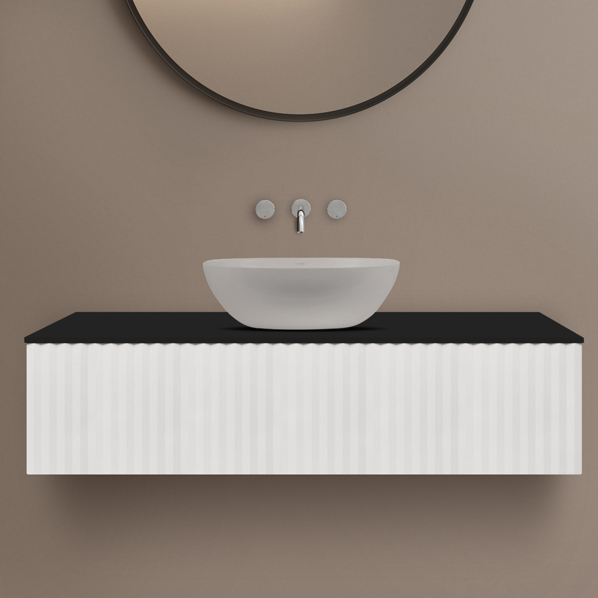 Ksuro 02 szafka 120 cm podumywalkowa wisząca z blatem biały mat/czarny mat 58008000 - Wysyłka w 24h