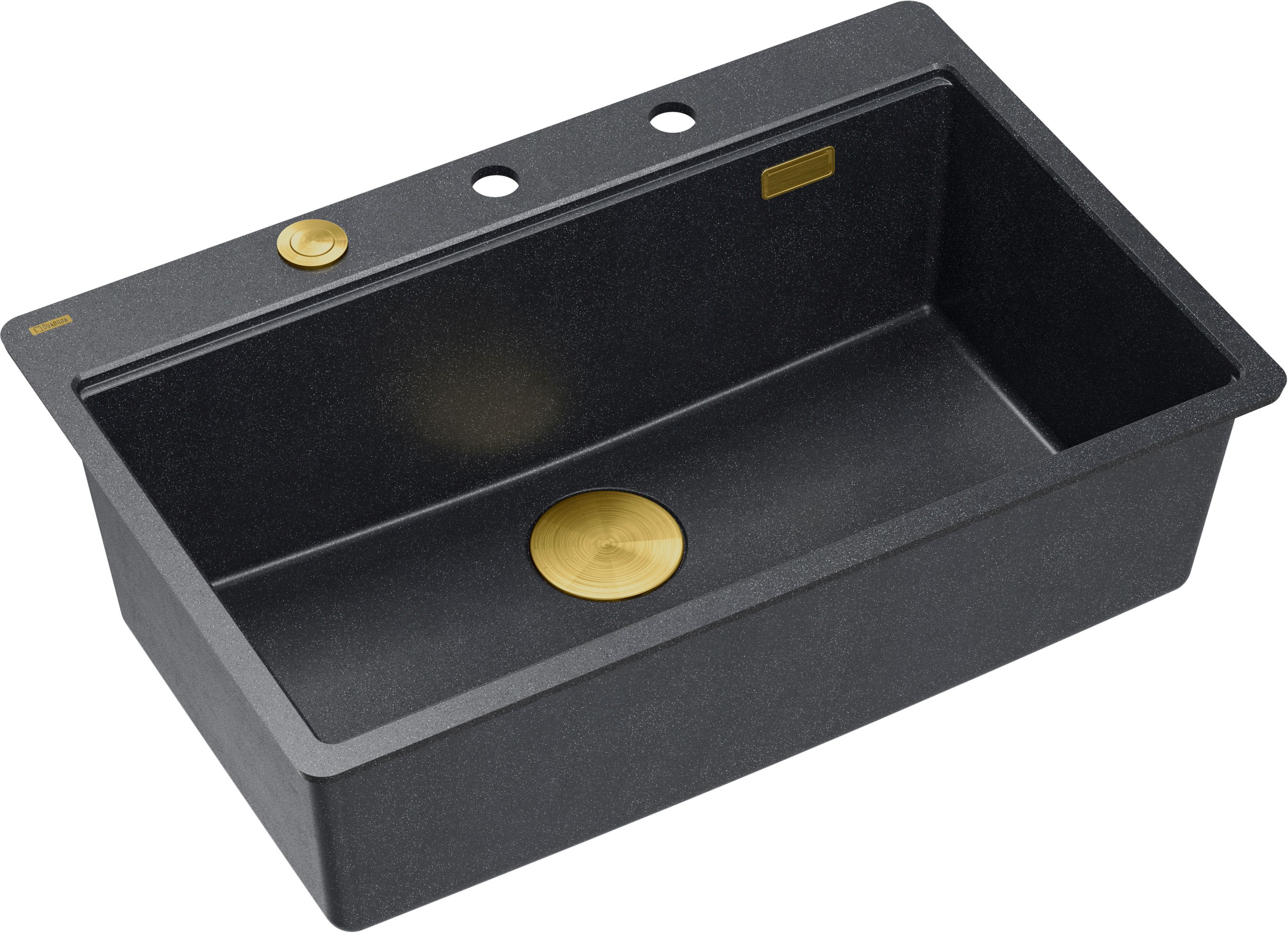 Quadron Marc 110 FM zlewozmywak 75x49 cm GraniteQ black diamond/elementy złote HQM7650U8_FM_PVDG1