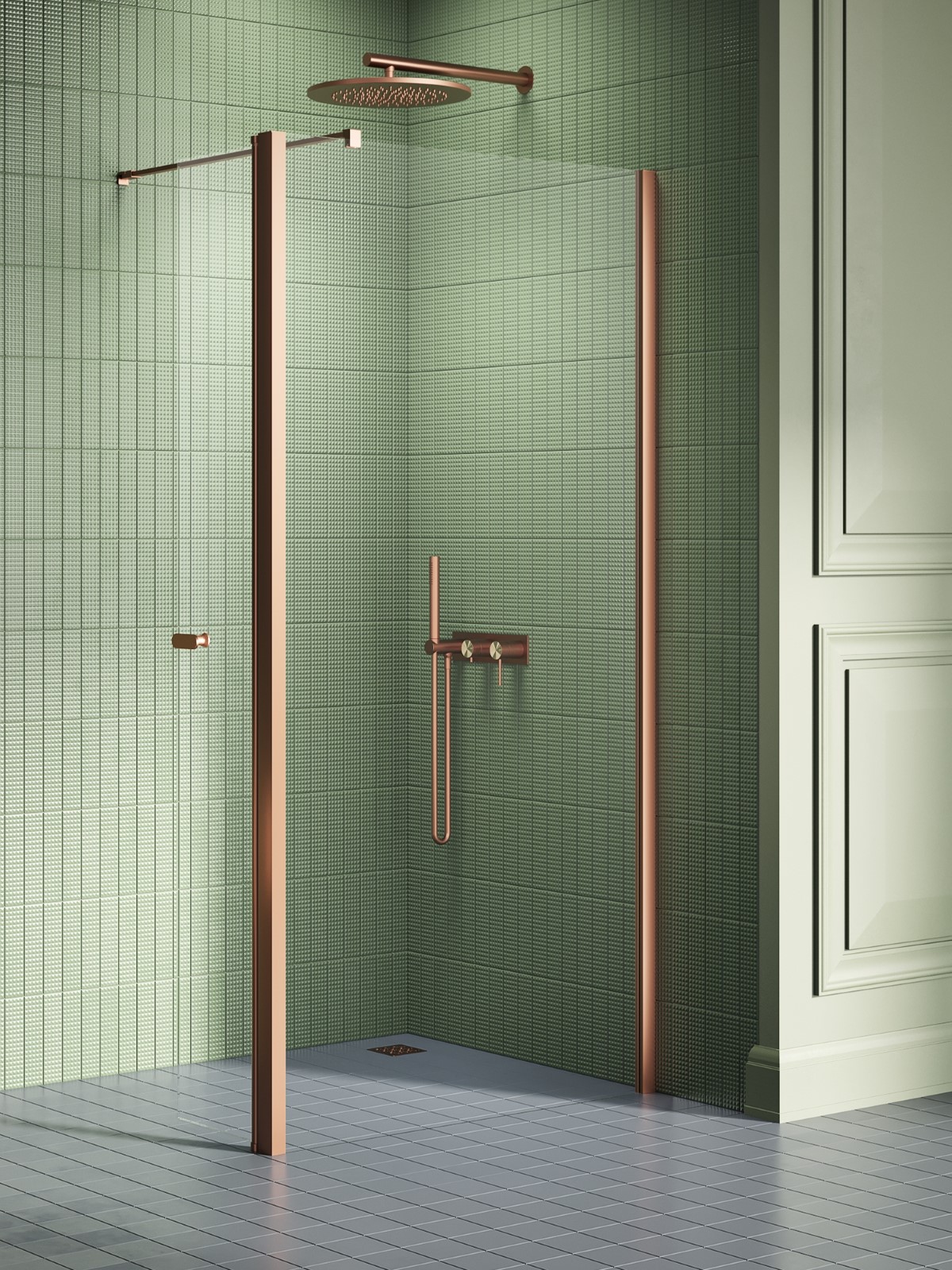 New Trendy New Soleo Copper Brushed ścianka prysznicowa walk-in 60 cm miedź szczotkowana/szkło przezroczyste K-2112