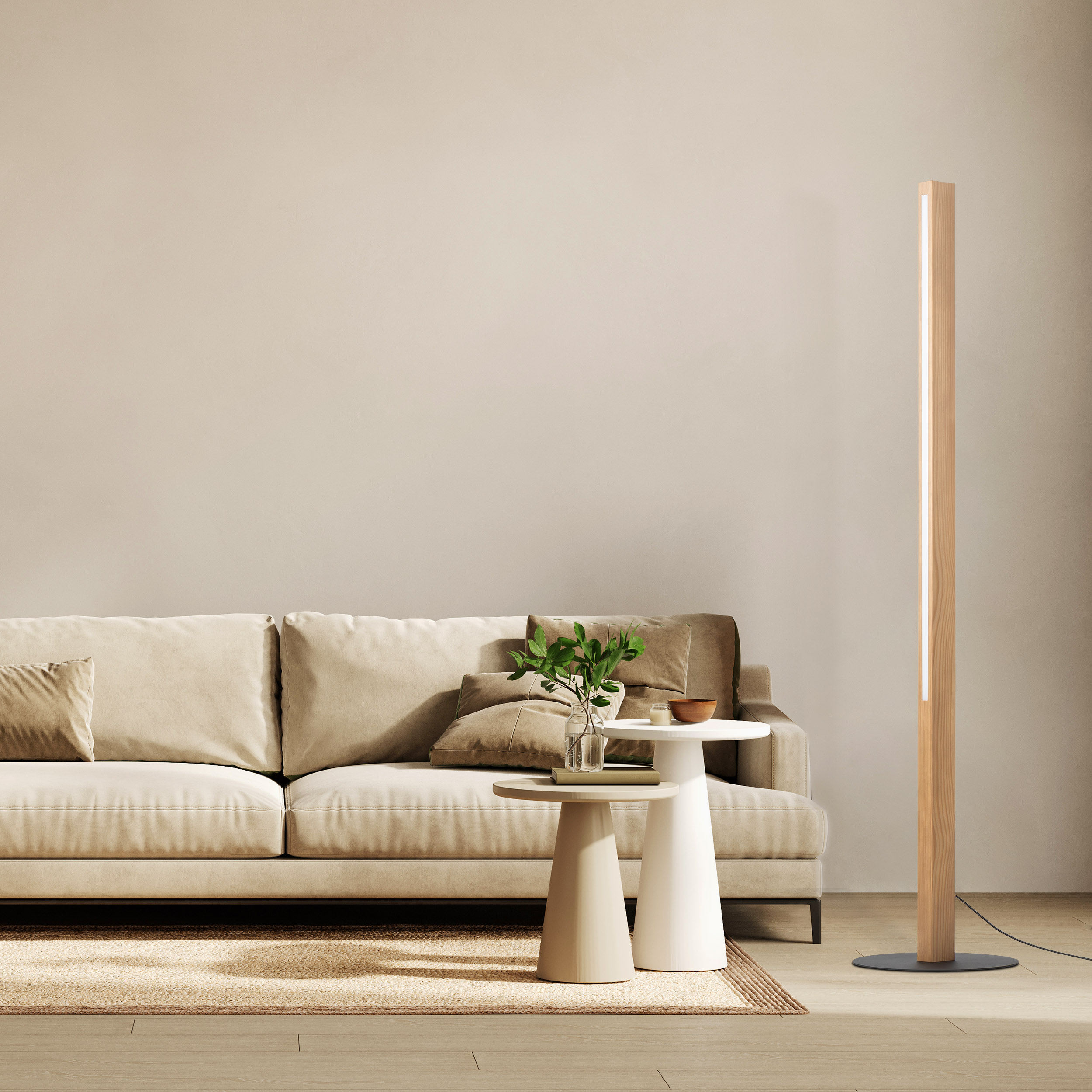 TK Lighting Teo lampa stojąca 1x36W LED jasne drewno/czarny 1391