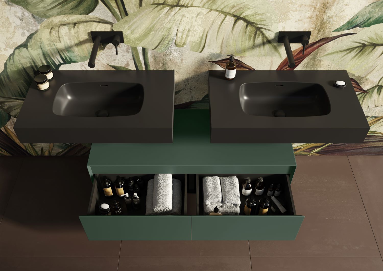 Elita Split Slim szafka z blatem 120x45,8x31,9 cm boczna wisząca forest green matt RE081204057010